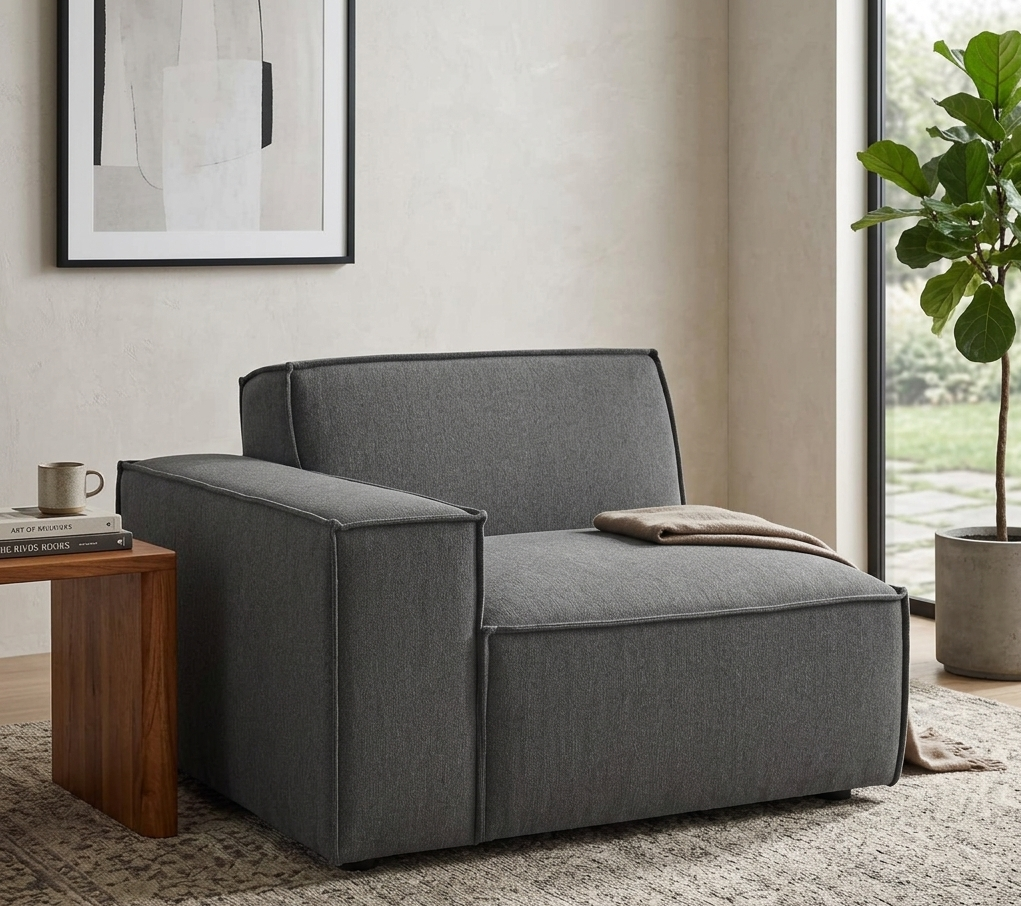 Lucent Fabric Corner Chair - Charcoal