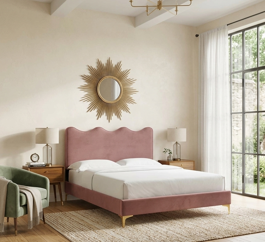 Ona Queen Platform Bed - Dusty Rose Denmark Home