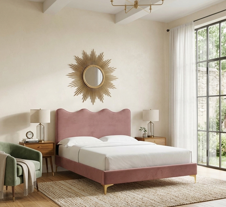Ona Queen Platform Bed - Dusty Rose Denmark Home