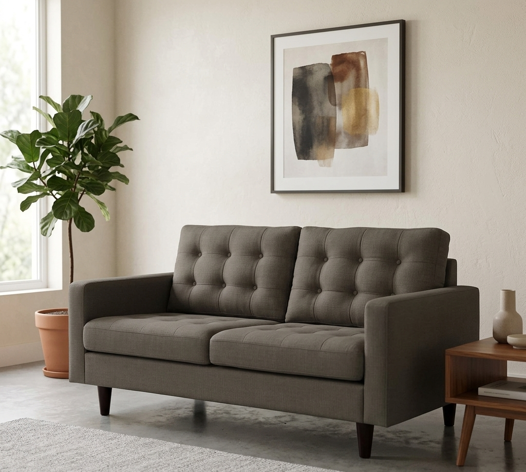 oura Tufted Fabric Right-Facing Loveseat - Granite