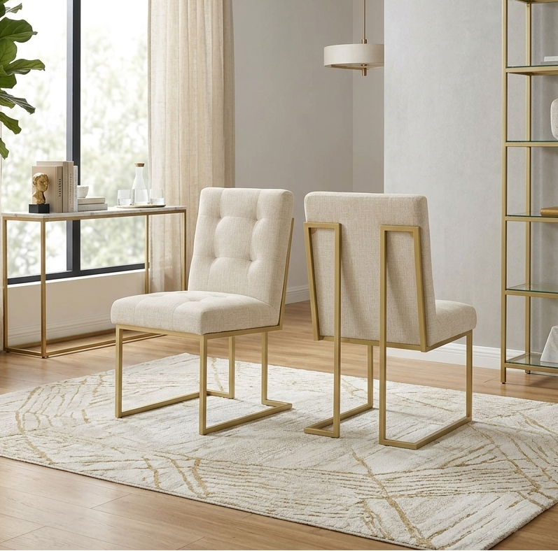 Valénza Dining Accent Chair Set - Gold Beige Denmark Home