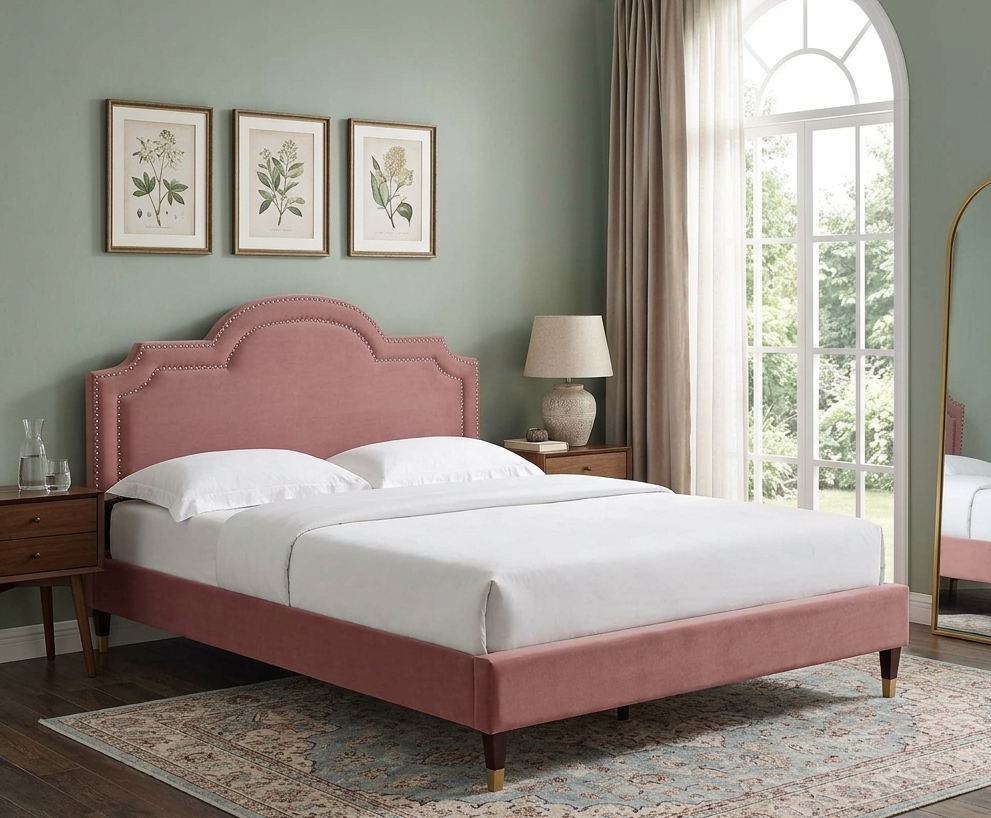 Vilde King Platform Bed - Dusty Rose Denmark Home