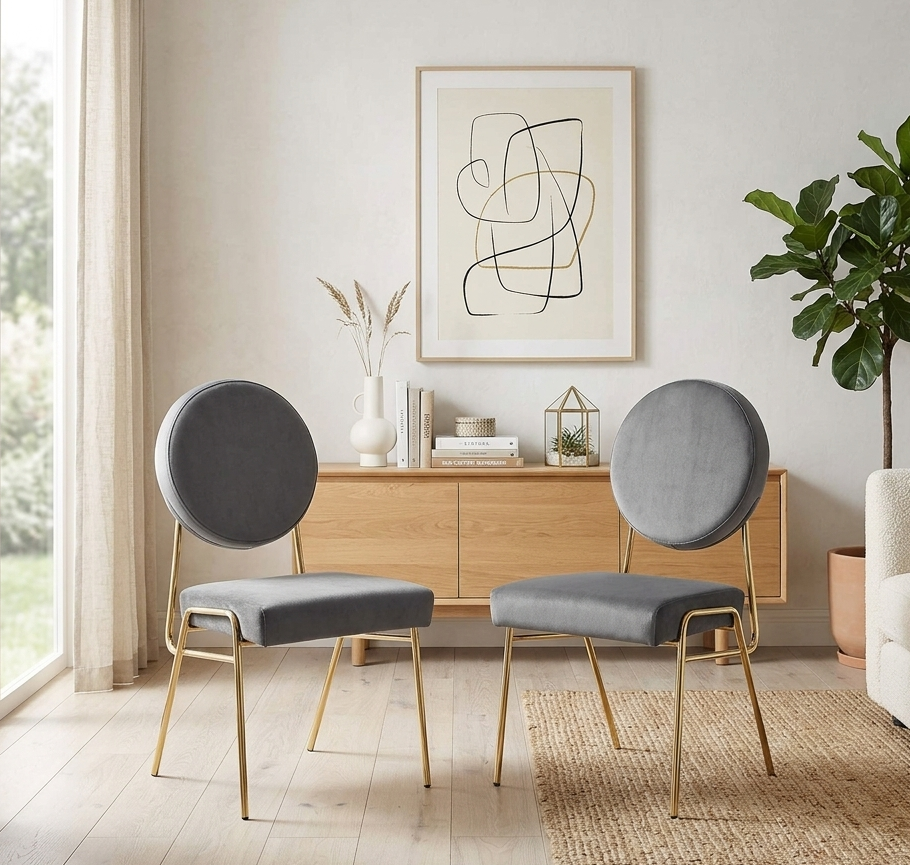 Stow Performance Velvet Dining Chairs - Gold Gray Denmark Home