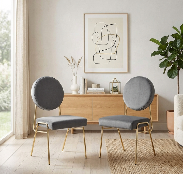 Stow Performance Velvet Dining Chairs - Gold Gray Denmark Home