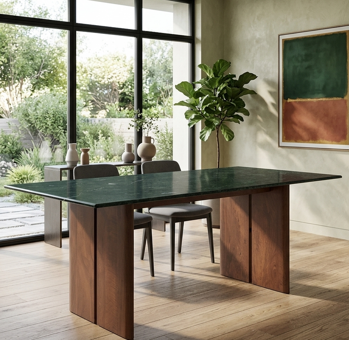Arca 72 Inch Marble Dining Table - Walnut Green Marble (Copy) Denmark Home