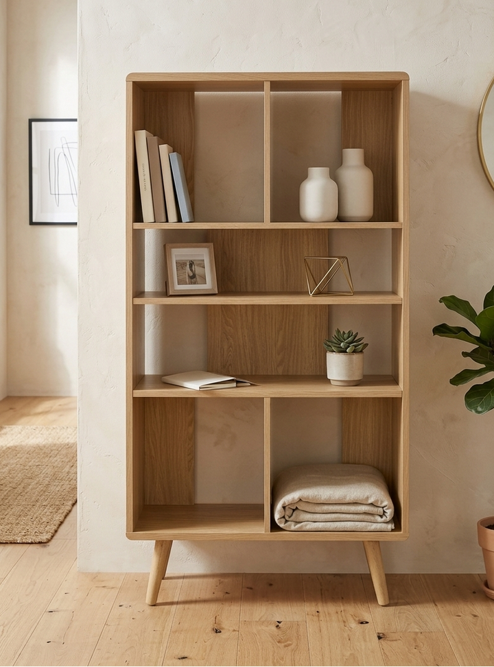Koru 3 Tier Open Bookcase - Oak Denmark Home