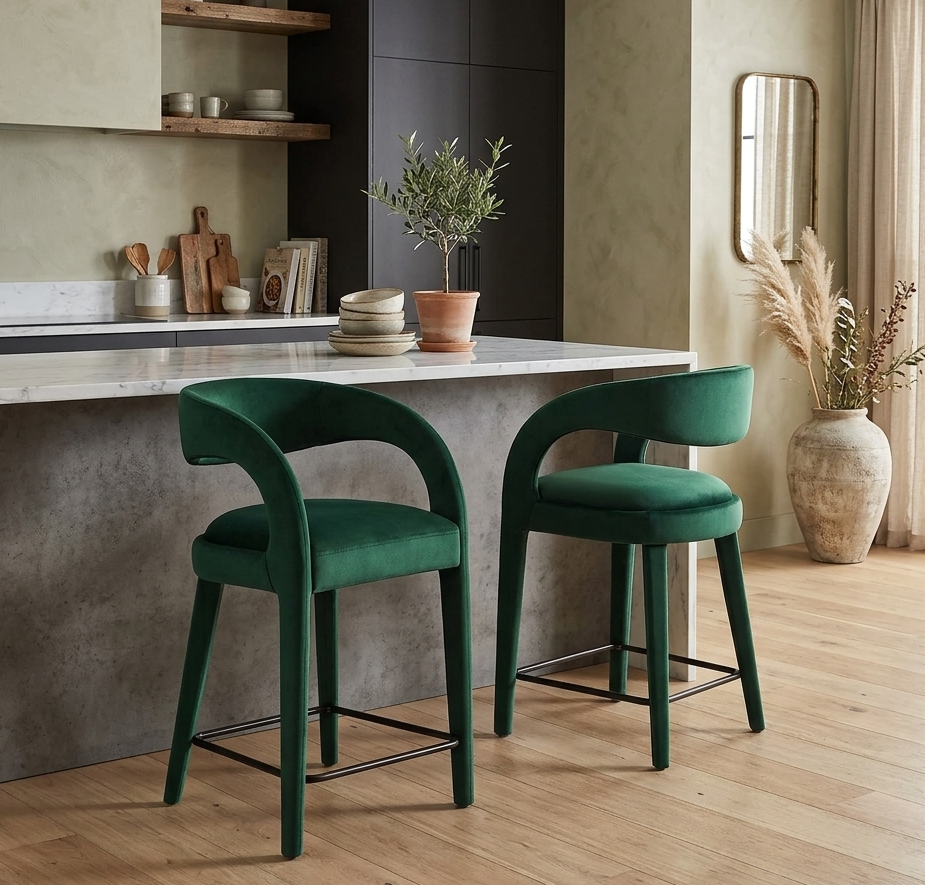 Flat Counter Stool Set - Green Black Denmark Home