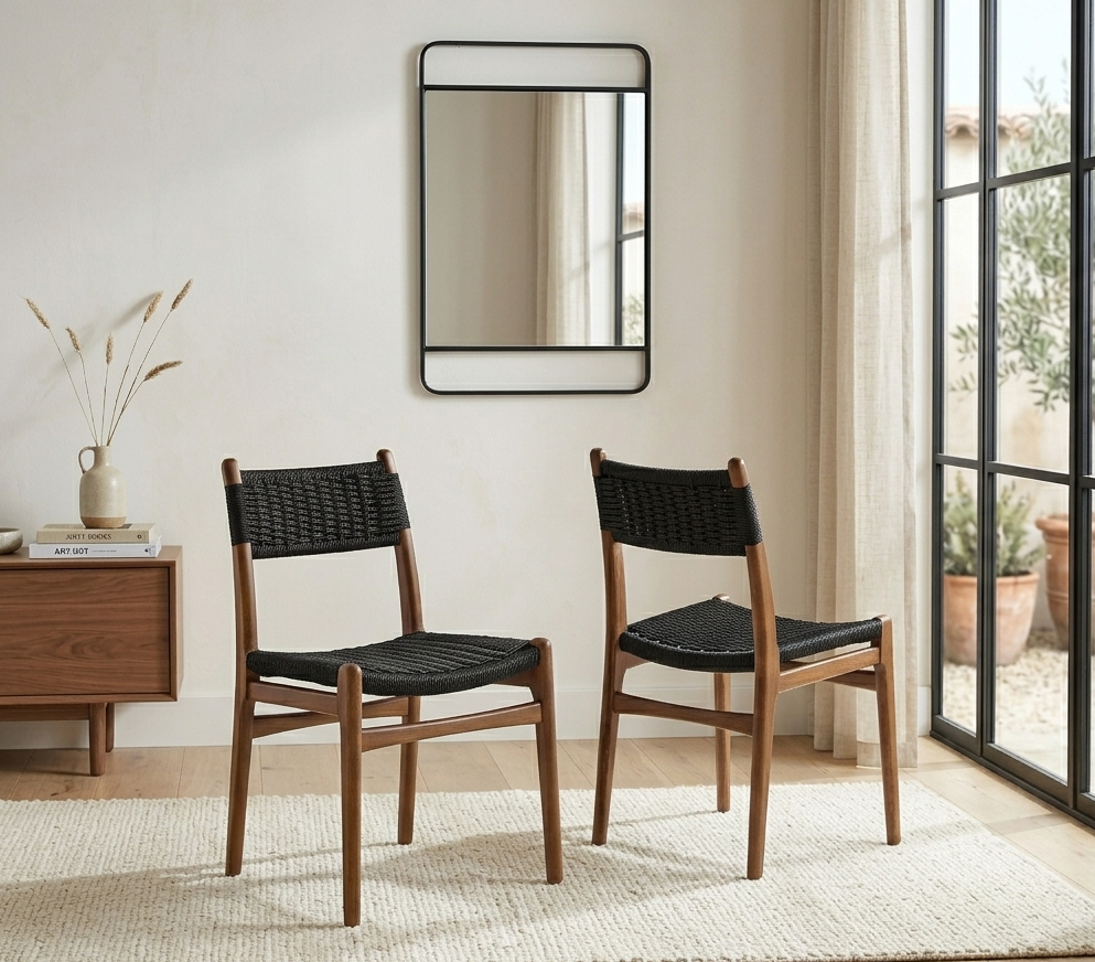 Bris Dining Chair Set - Walnut Black Denmark Home