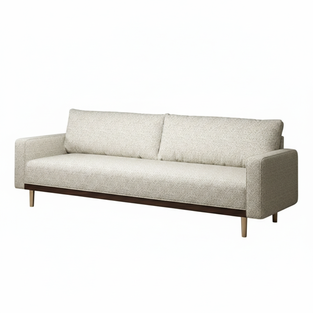 Solvalla Sofa – Off-White Bouclé with Bench Seat & Track Arms