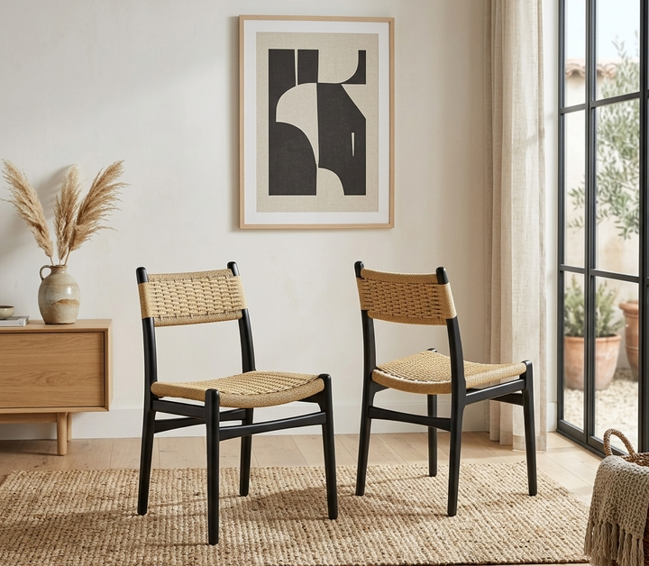 Bris Dining Chair Set - Black Natural Denmark Home