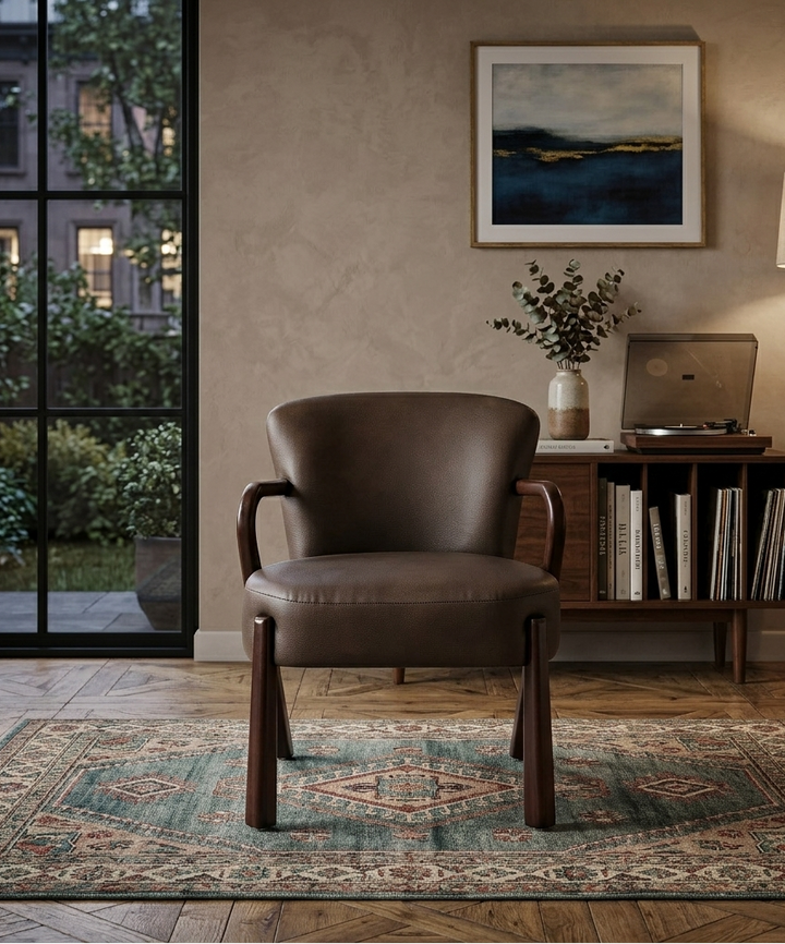 Arvion Faux Leather Accent Armchair – Espresso Denmark Home
