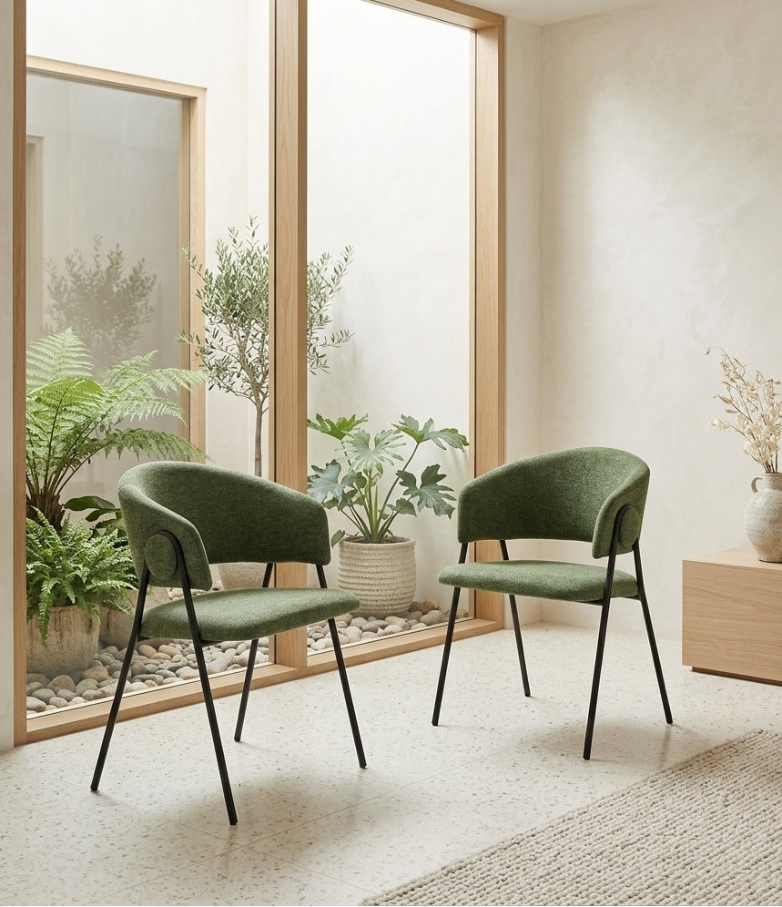 Syl Chenille Dining Chair Set - Eucalyptus Black Denmark Home