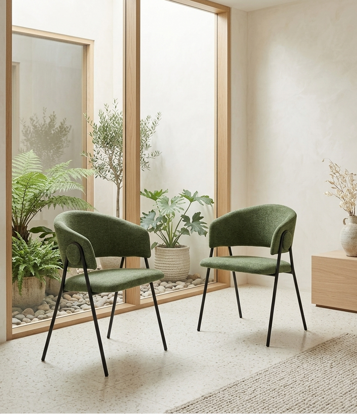 Syl Chenille Dining Chair Set - Eucalyptus Black Denmark Home