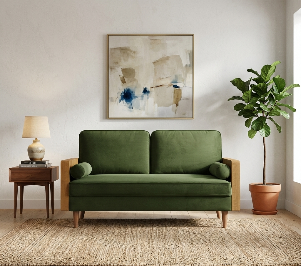 Kolden Performance Velvet Loveseat – Moss Green