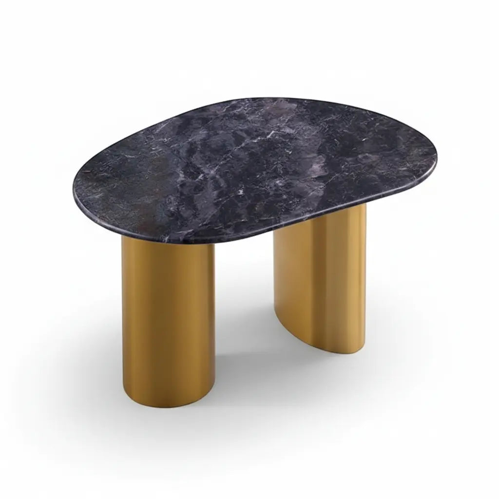 Kensington End Table – Black/Gray/Matte Gold with Sintered Stone Top Denmark Home