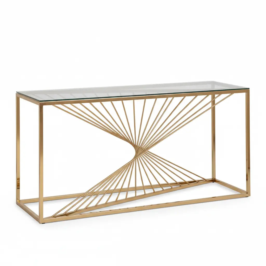 Skar Sofa Table – Gold with 8mm Tempered Glass Top Denmark Home