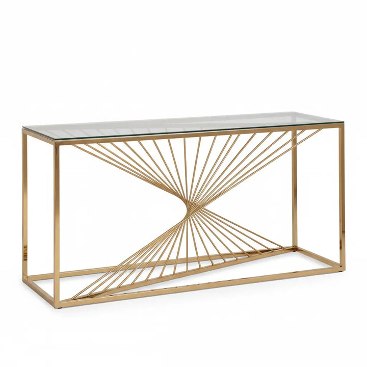 Skar Sofa Table – Gold with 8mm Tempered Glass Top Denmark Home