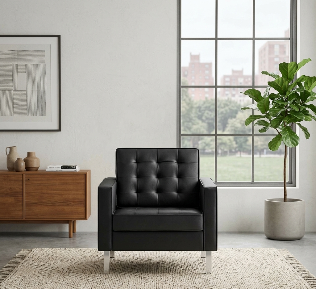 Iona Vegan Leather Accent Armchair-Silver Black Denmark Home