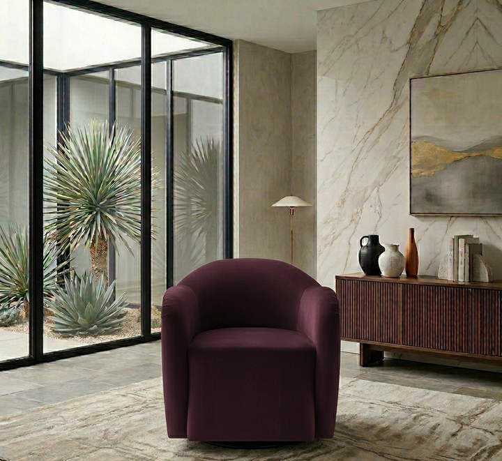 Varelle Velvet Swivel Accent Chair-Mulberry Denmark Home