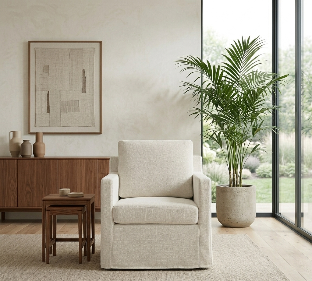 Kelvare Slipcovered Swivel Accent Chair-Linen Denmark Home