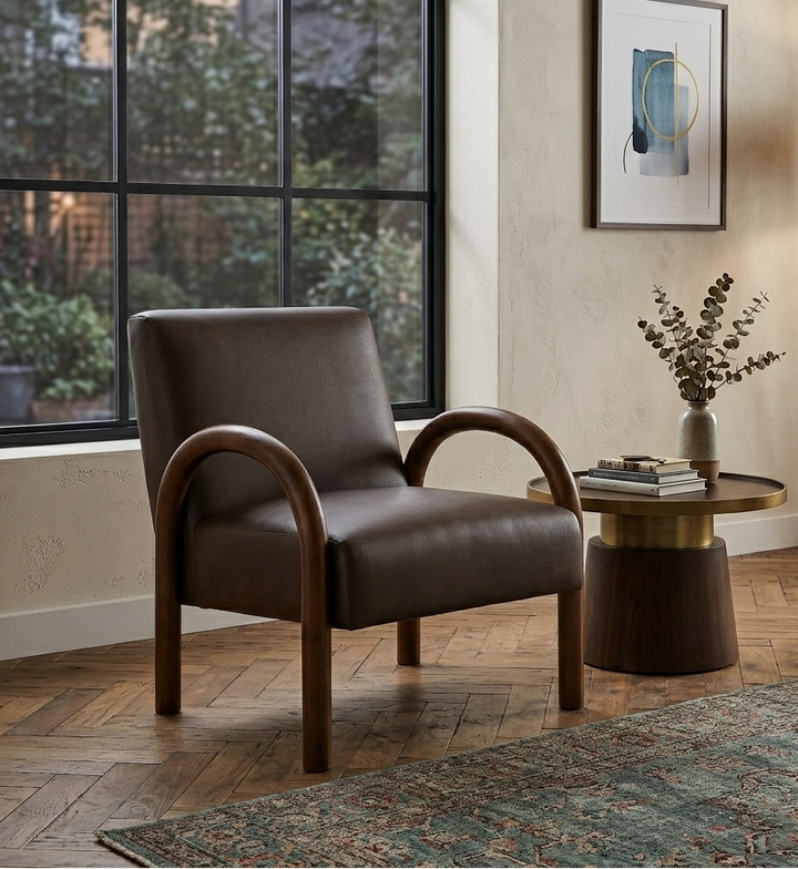 Arvion Faux Leather Accent Chair – Espresso Denmark Home