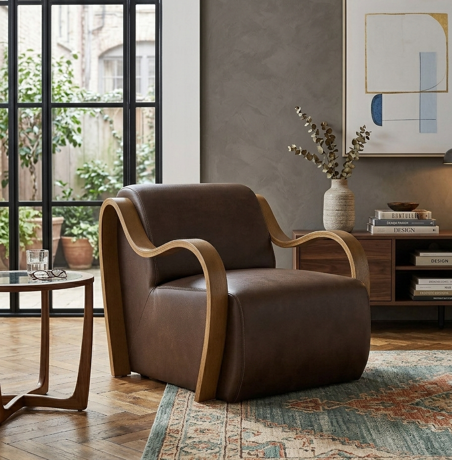 Birch Vegan Leather Accent Chair – Espresso Denmark Home