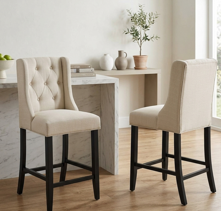 Véritan Tufted Upholstered Counter Stool - Beige Denmark Home