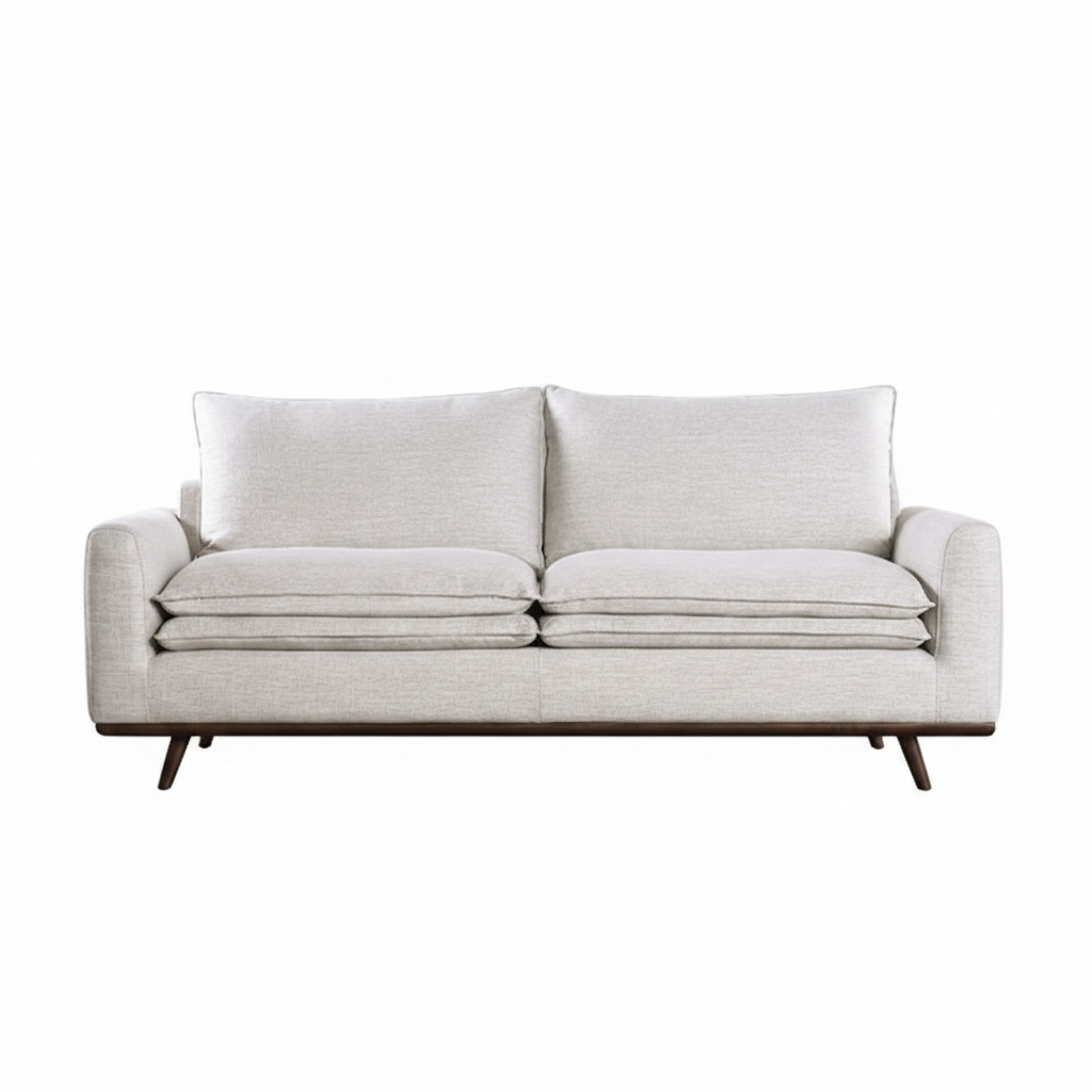 Isola Sofa – Dark Brown Frame with Light Gray Cushions