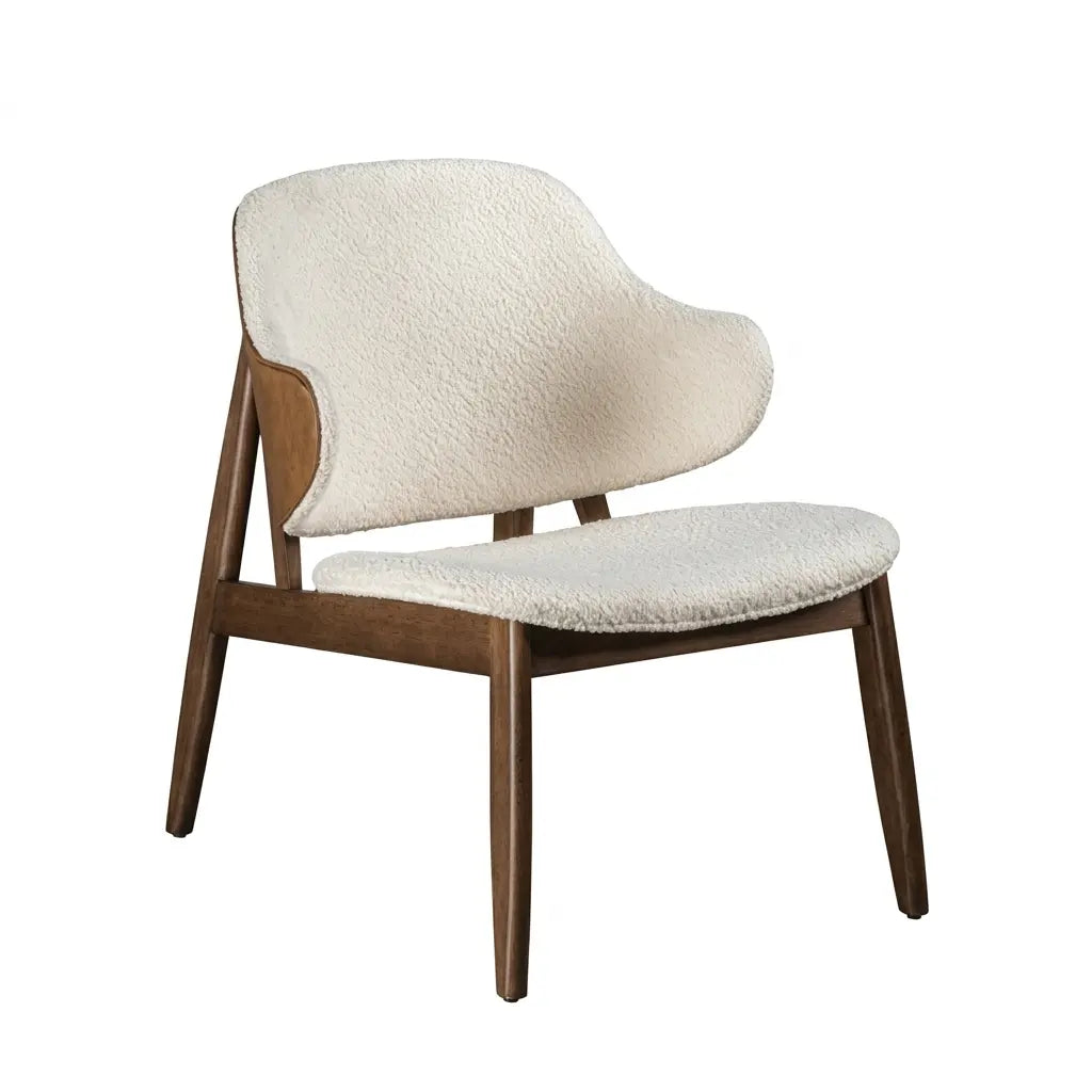 Sway Wingback Accent Chair - Walnut and Beige Boucle Denmark Home