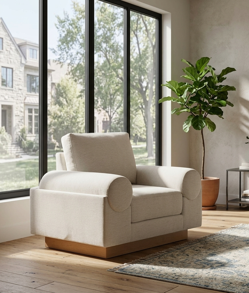 Vox Upholstered Armchair – Ivory Denmark Home