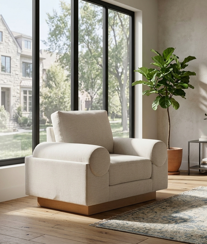 Vox Upholstered Armchair – Ivory Denmark Home
