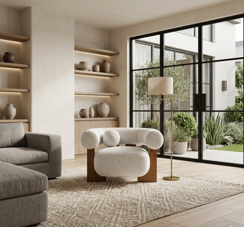 Ellie Boucle Accent Chair-River Rock Denmark Home