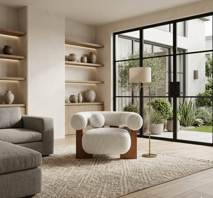 Ellie Boucle Accent Chair-River Rock Denmark Home