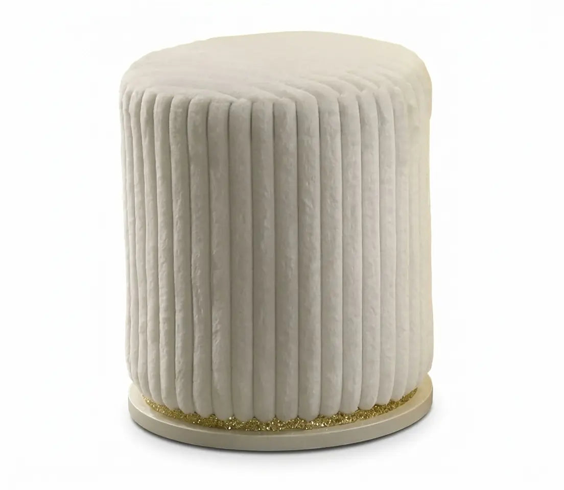 Hygge Vanity Stool – Beige Faux Denmark Home
