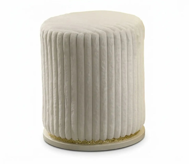 Hygge Vanity Stool – Beige Faux Denmark Home