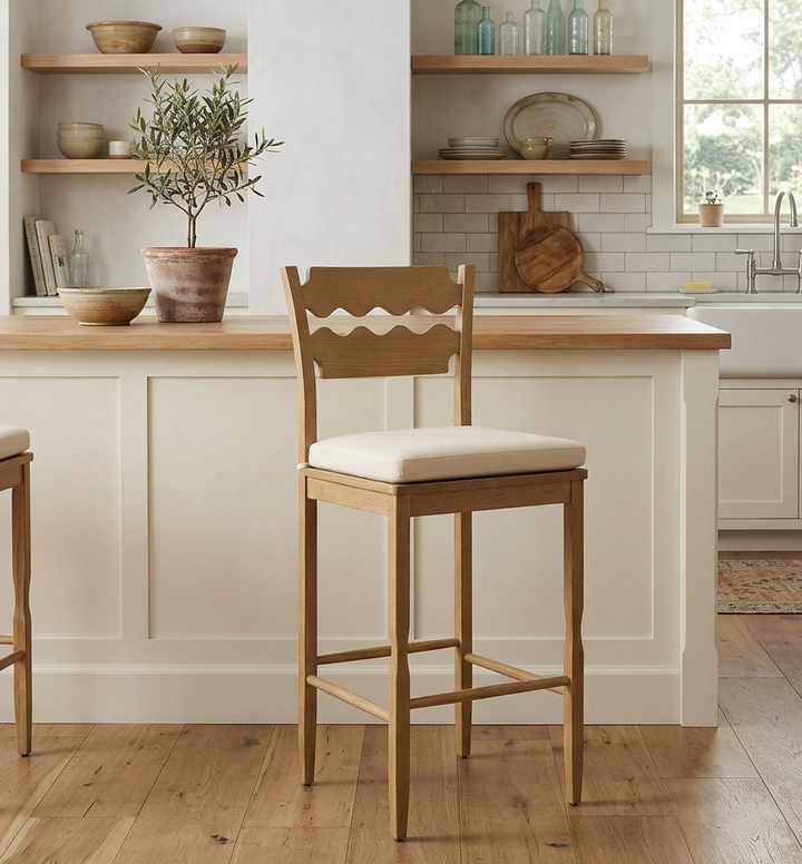 Kne Bar Stool - Weathered Oak Linen Denmark Home
