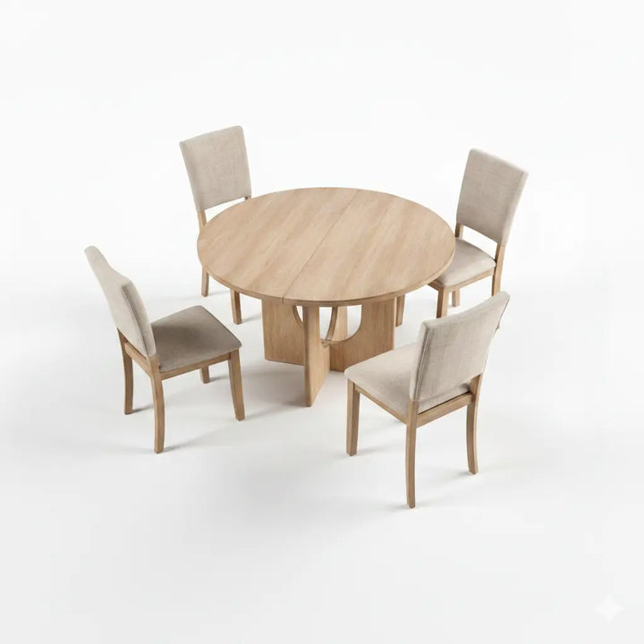 Norvik Round Dining Table – Natural Finish with U-Shaped Pedestal Base Denmark Home
