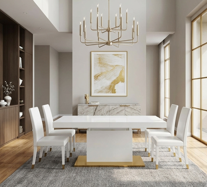 Sleek Expandable Dining Table - Walnut White Denmark Home
