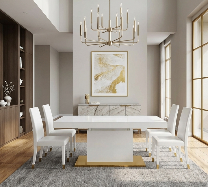 Sleek Expandable Dining Table - Walnut White Denmark Home
