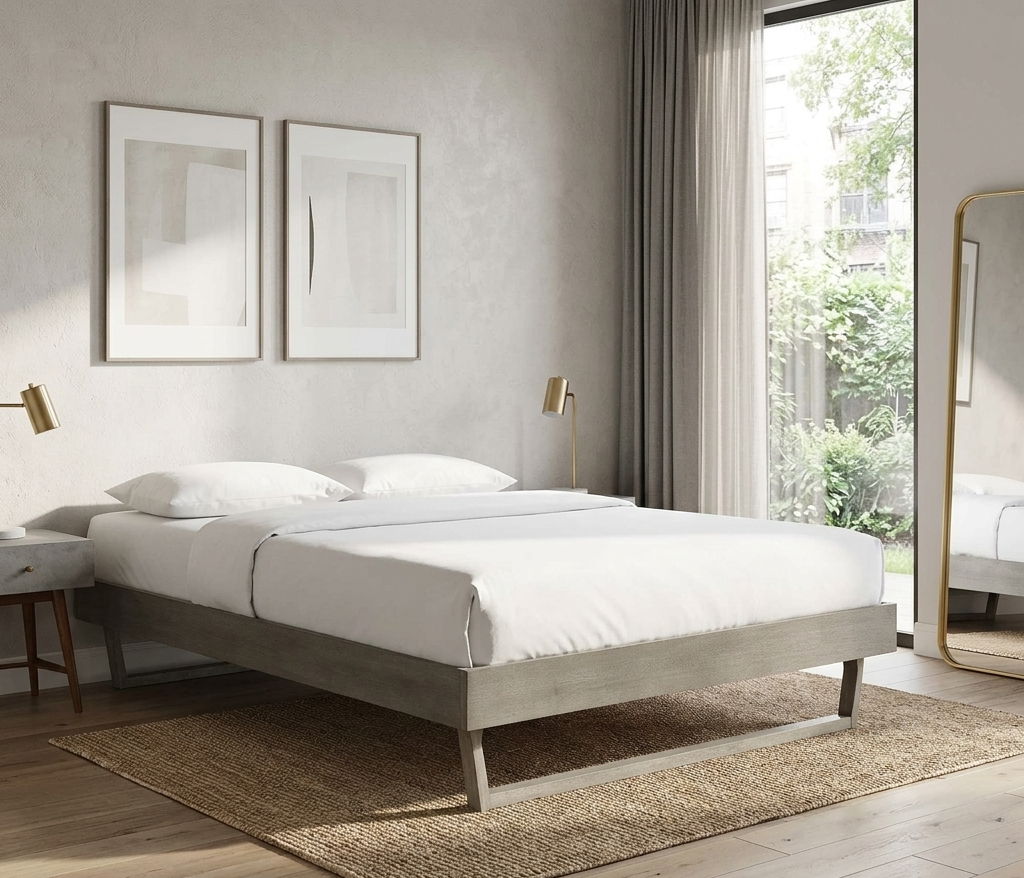 Lovisa Queen Platform Bed - Gray Denmark Home