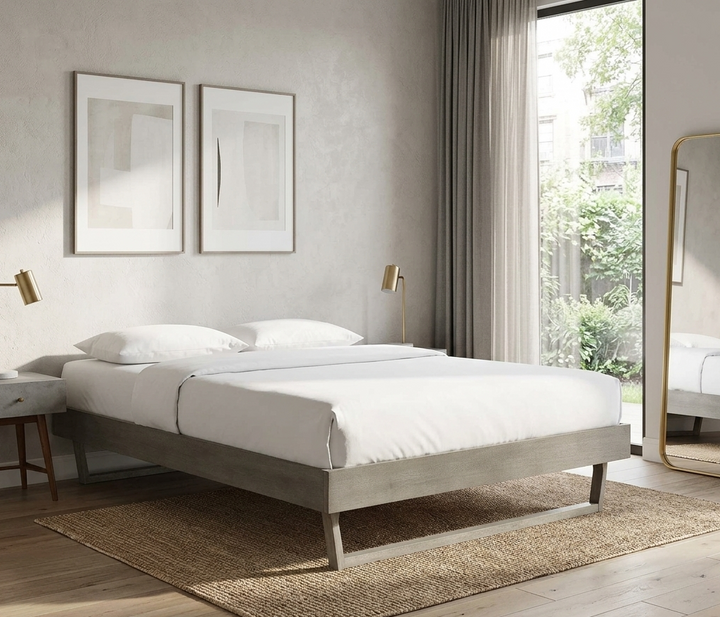 Lovisa Queen Platform Bed - Gray Denmark Home