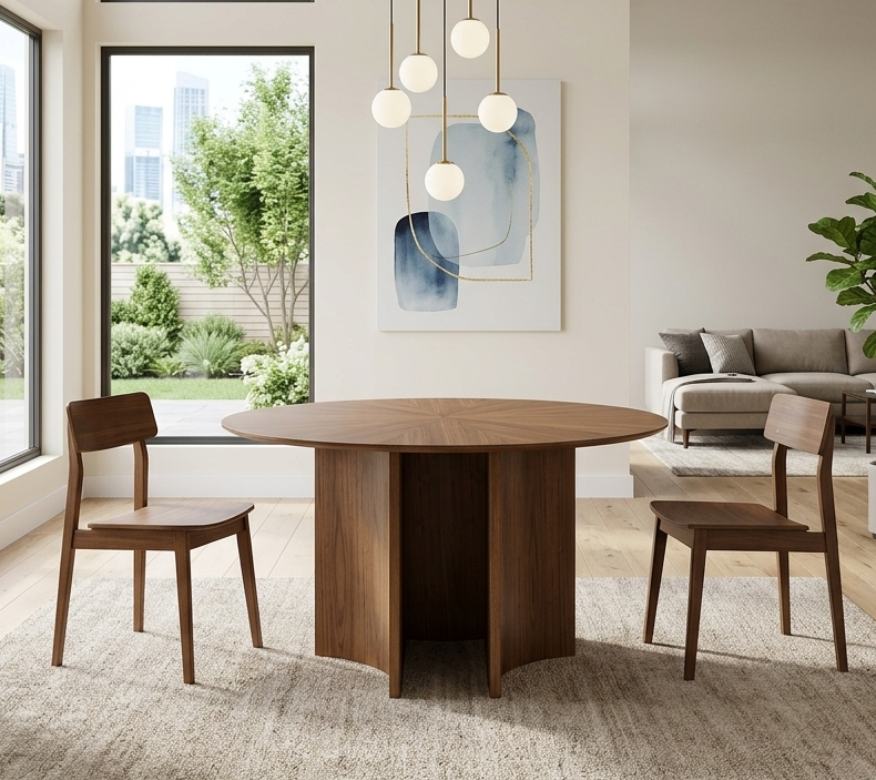 Rhine Round Dining Table 54" - Walnut Denmark Home