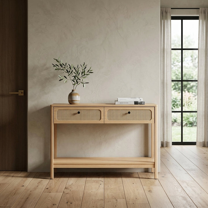 Anton Wood Entryway Console Table - Oak Denmark Home
