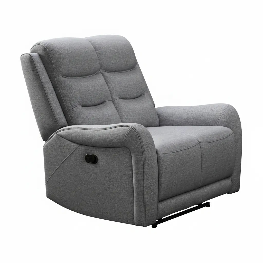 Valerius Loveseat – Gray Fabric with Modern Scroll Arms Denmark Home