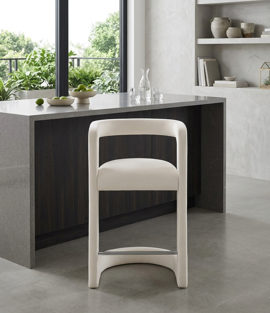 Vigo Velvet Counter Stool - Alabaster Denmark Home
