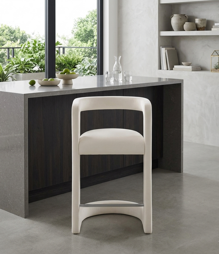 Vigo Velvet Counter Stool - Alabaster Denmark Home