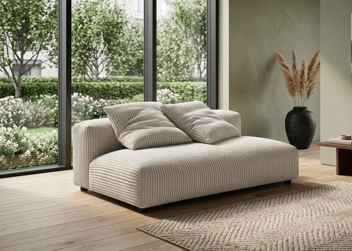 Lumi Modular Armless Loveseat – Almond