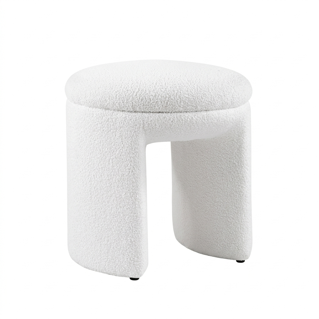 Sindre Stool – Beige Teddy Fabric Upholstered Seat Denmark Home