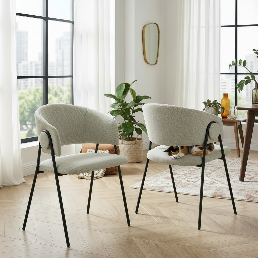 Syl Chenille Dining Chair Set - Taupe Black Denmark Home