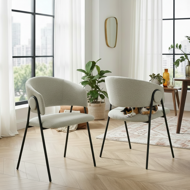 Syl Chenille Dining Chair Set - Taupe Black Denmark Home